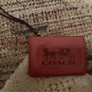 Coach Dark Pink Leather Wristlet